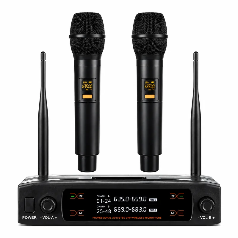 microfono_inalambrico_doble_uhf_800x800 Micrófono Inalámbrico UHF Doble Profesional - Imagen 1