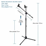 Soporte de Micrófono con Doble Clip y Trípode Ajustable