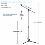 Pedestal Soporte de Micrófono con Brazo Ajustable y Trípode